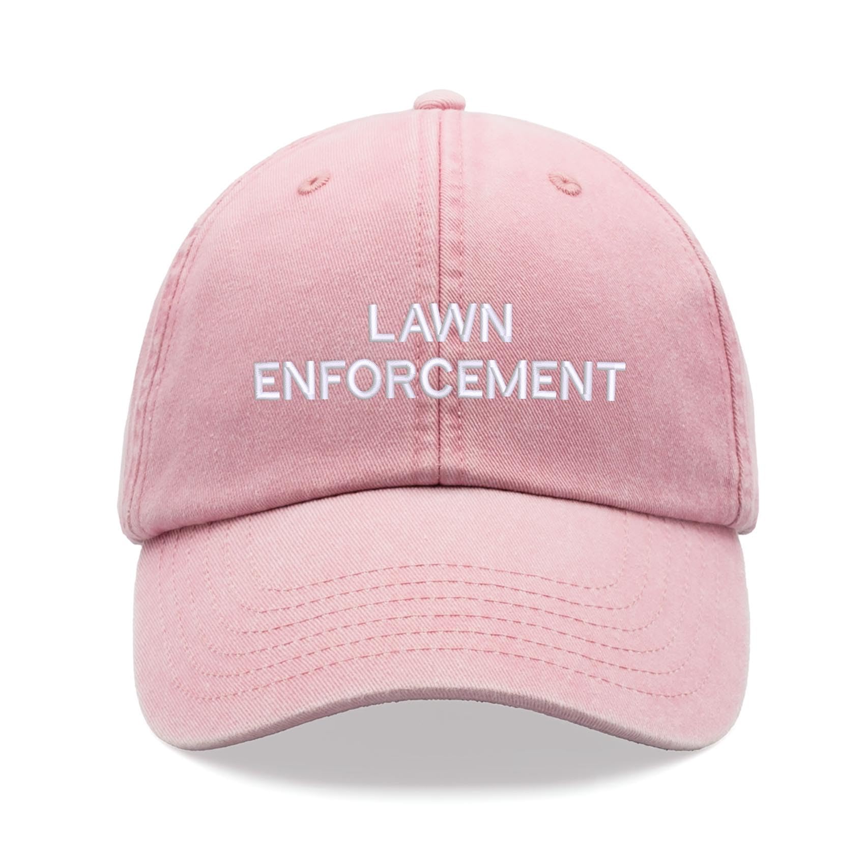 Lawn Enforcement Baseball Cap Vintage Washed Unisex Dad Hat Adjustable Pink