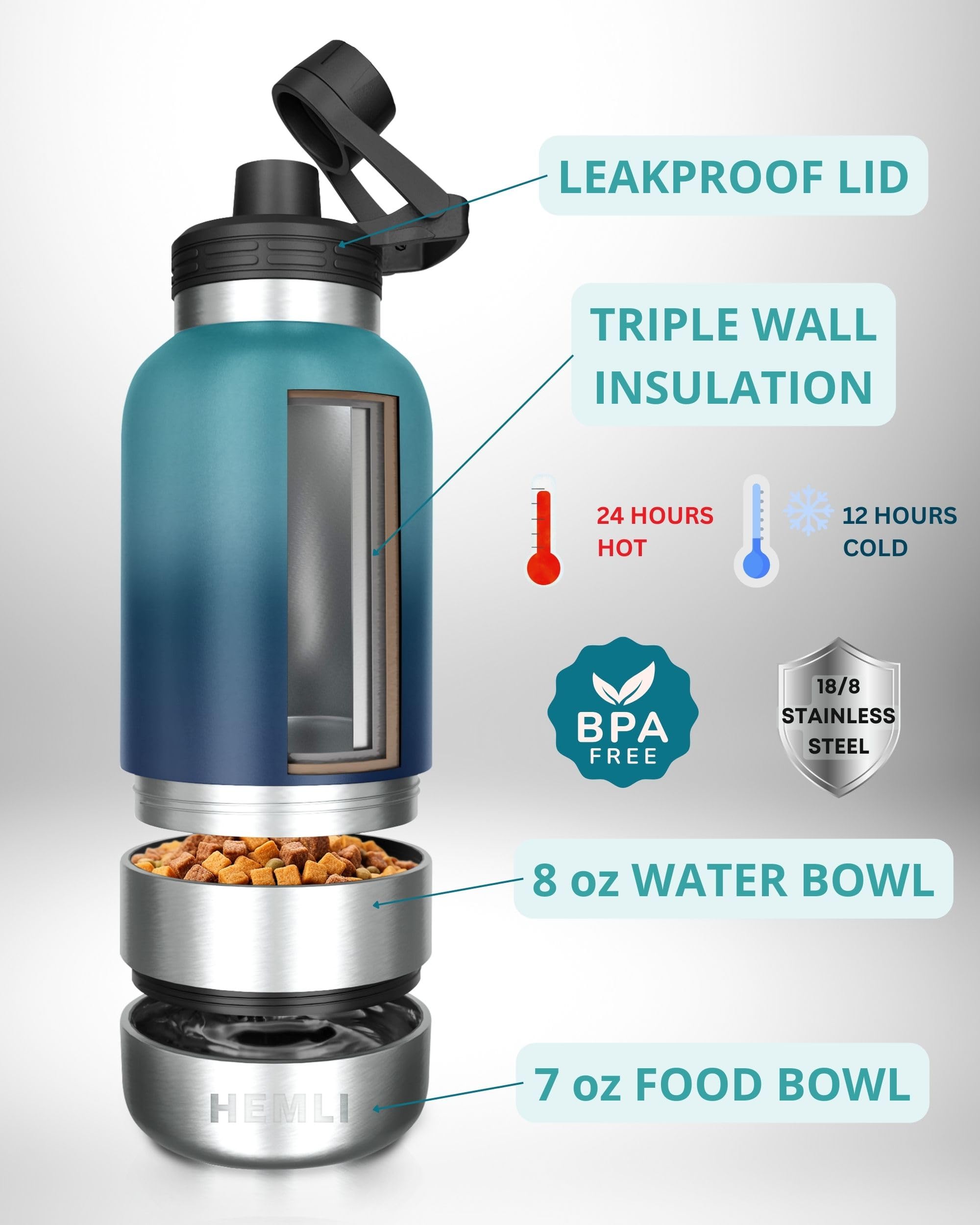 Pet Supplies : Dog Water Bottle Insulated Dog Travel Water Bottle