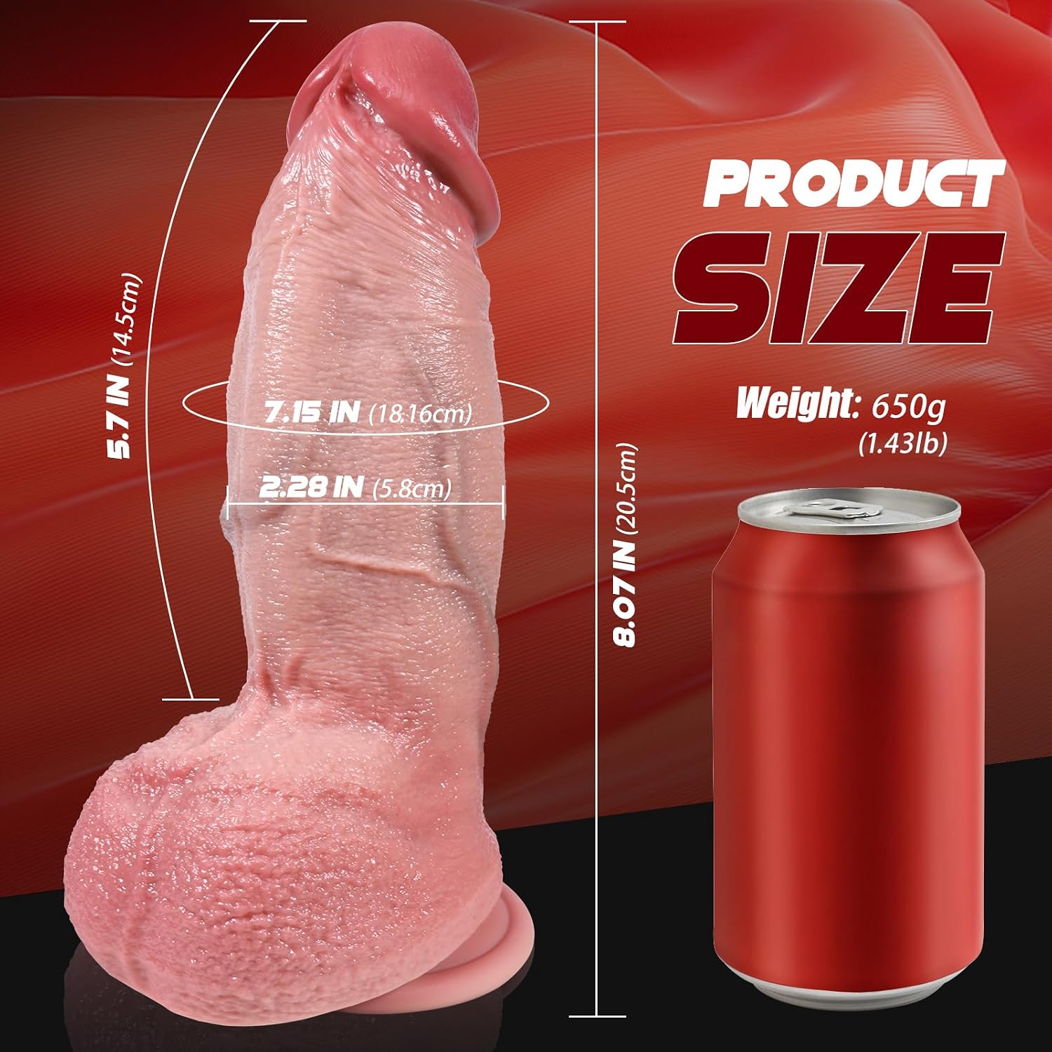 7.15 Inch Girth Thick Dildo with Strong Suction Cup for Hands-Free Play, G-spot Realistic Dildo Anal Sex Toys for Men and Women, Big Realistic Giant Curved Dildo Adult Sex Toys & Games