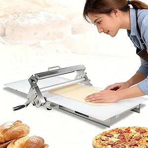 Croissant Dough Laminator, Commercial Adjustable Thickness Dough Roller Sheeter, Stainless Steel, Tabletop
