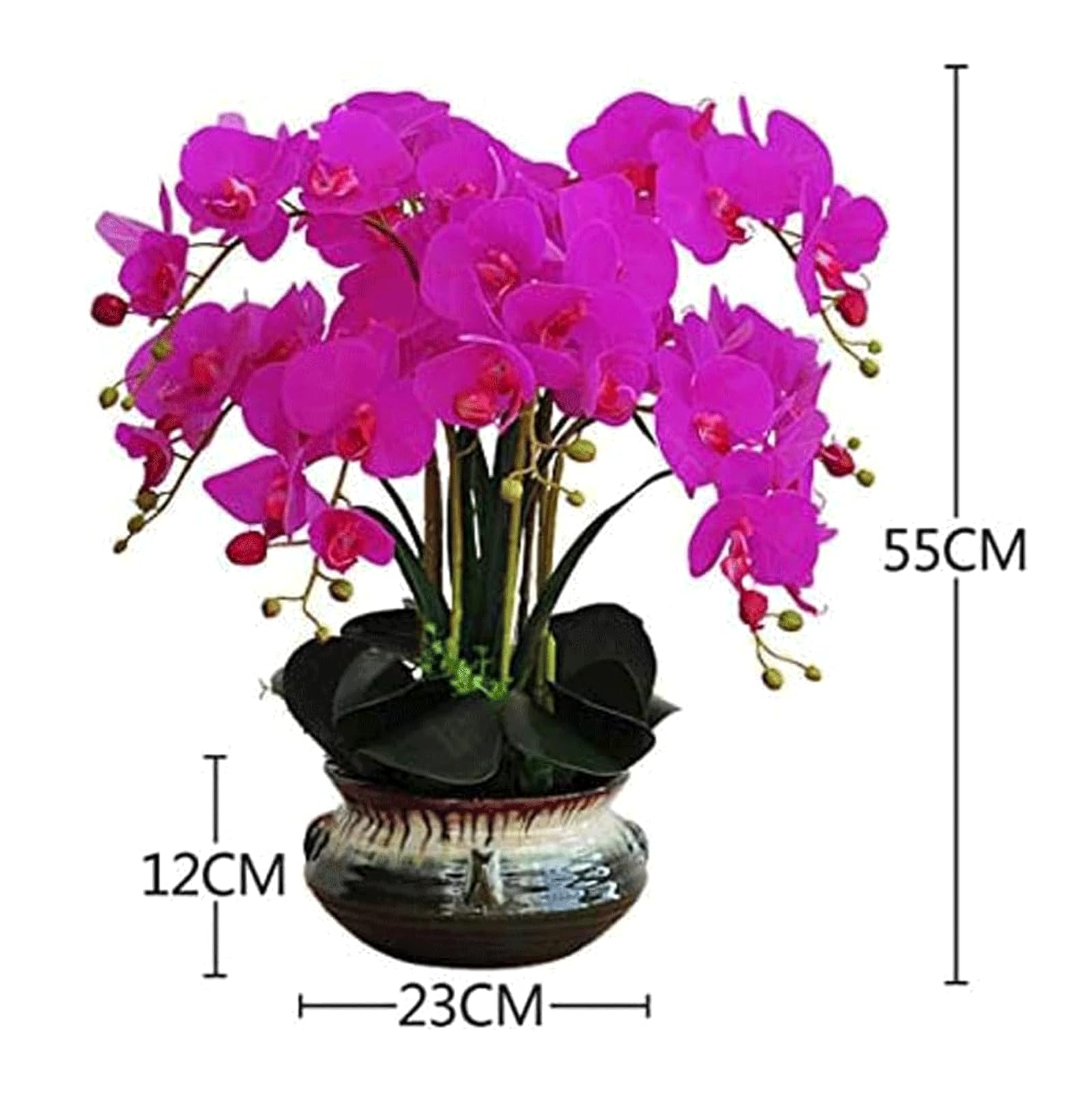 Orchidee finte 21,65 Pollici Fiore Artificiale Poliuretano Fiori Artificiali Phalaenopsis con Vaso in Ceramica Orchidea Artificiale