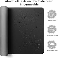 Vista 6 de Protector de piel para escritorio, antideslizante, de piel sintética, tapete para mouse, cubierta para escritorio de oficina, tapete de escritorio