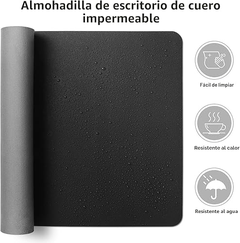 Miniatura 6 de Protector de piel para escritorio, antideslizante, de piel sintética, tapete para mouse, cubierta para escritorio de oficina, tapete de escritorio