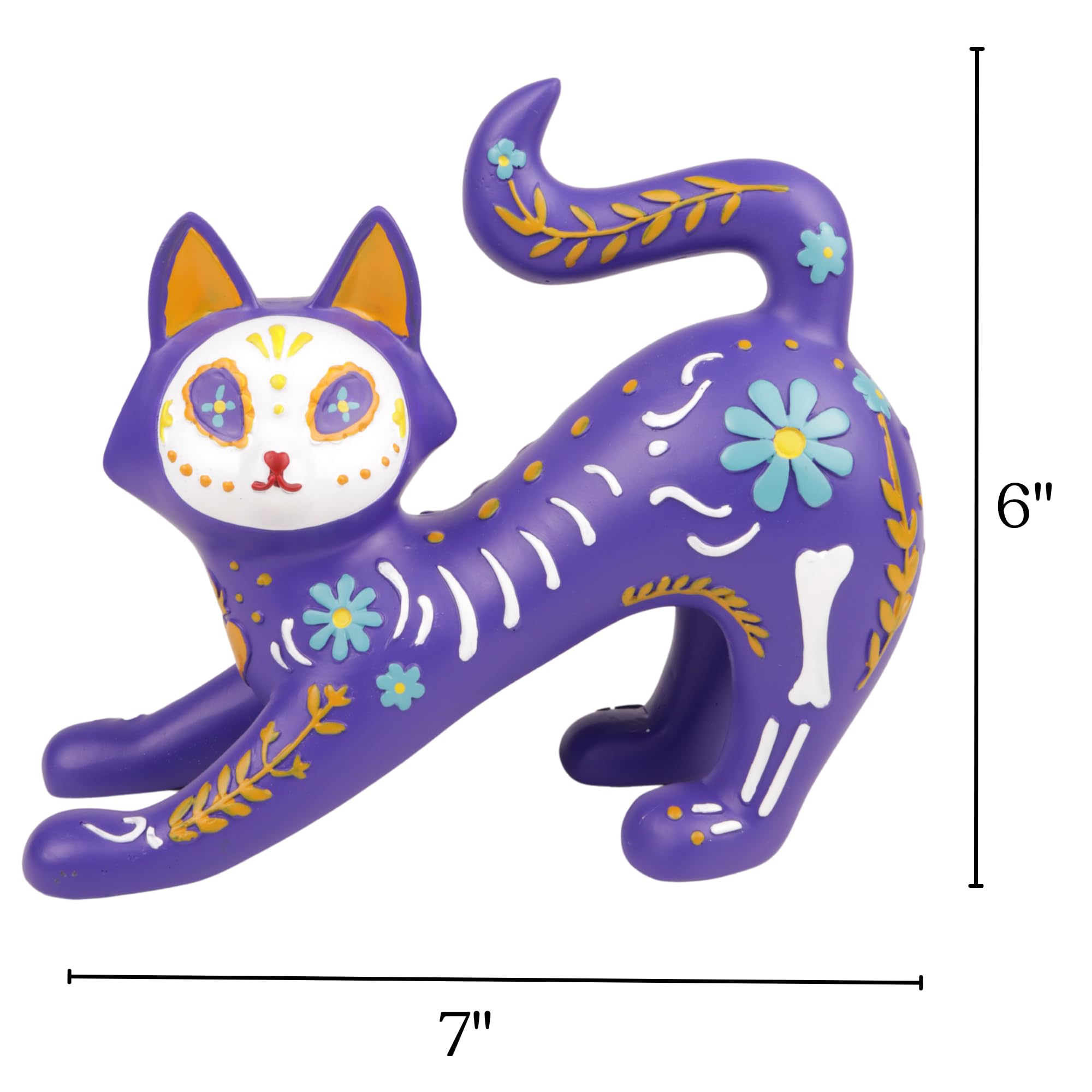 Amazon.co.jp: Needzo Dia De Los Muertos 猫の置物 鮮やかな