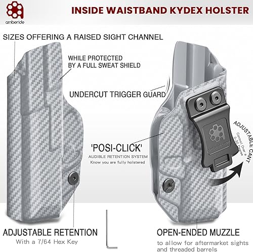 Miniatura 3 de Amberide IWB KYDEX Funda ajustada Smith & Wesson M&P Shield Plus  M2.0  M1.0.000-0.354 in.40 S&W - Pistola de barril de 3.1 pulgadas  Cintura