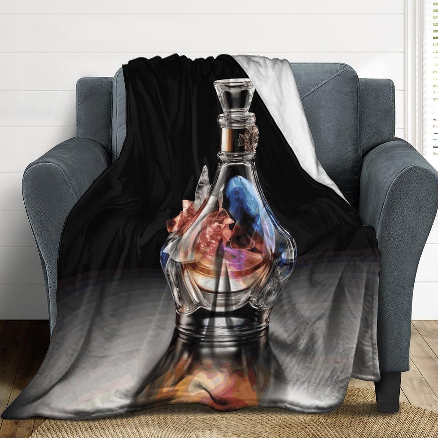 Perfume Bottle Blanket Super Soft Lightweight Throw Blanket Cute Cozy Warm Bed Blanket Decorative Fuzzy Blanket All-Season Home Decor Gift for Sofa Couch Living Room 30"*40"（76 * 100cm） image 4