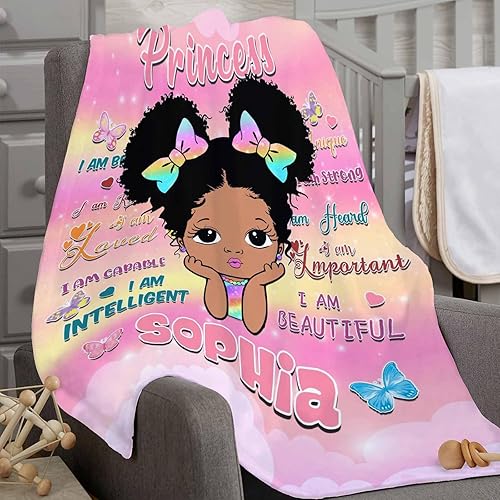 Miniatura 3 de D-Story Manta personalizada para niños y adultos, manta personalizada con nombre, manta africana americana personalizada con nombre, regalos