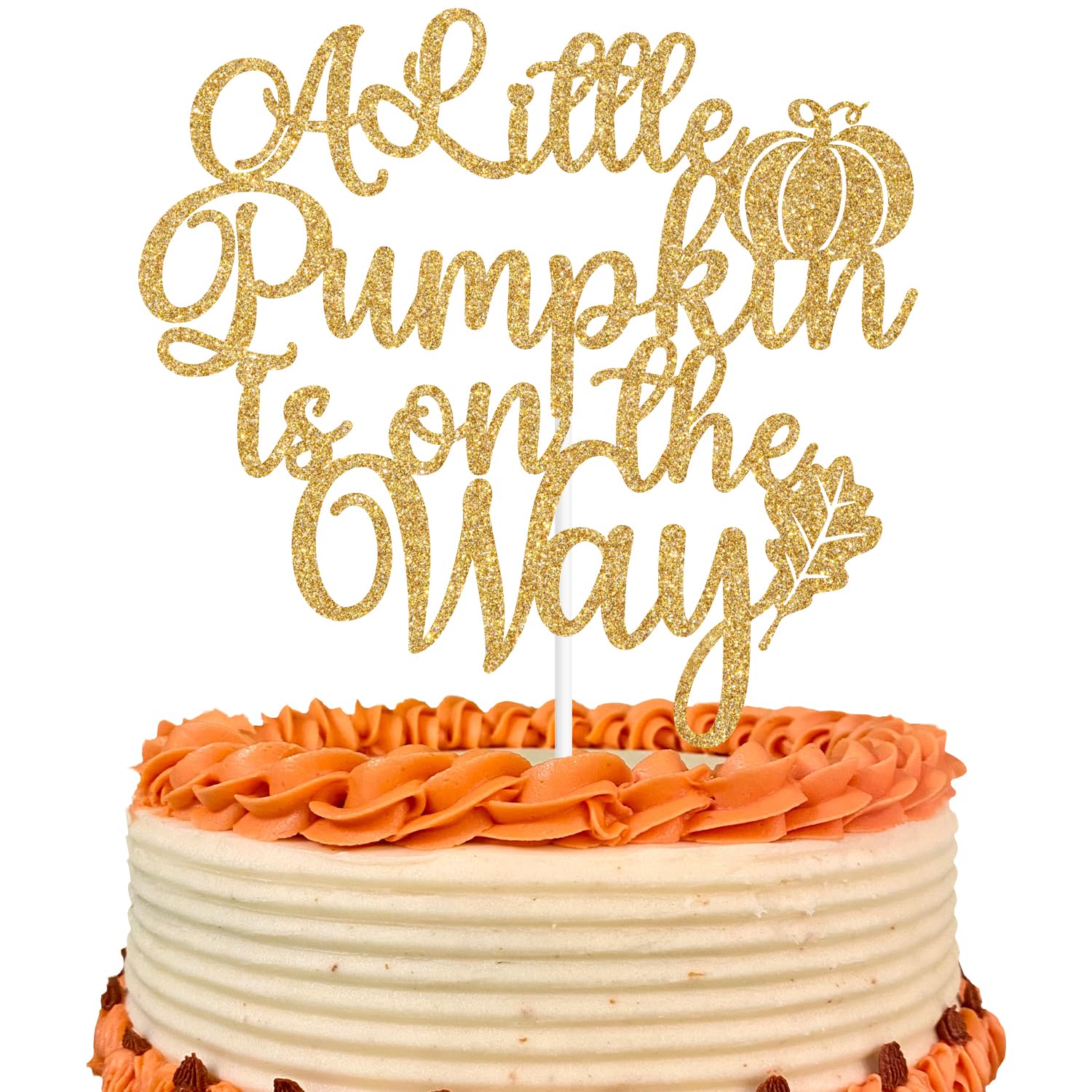 Kürbis Glitzer Cake Topper 'A Little Pumpkin Is On The Way' – 1. Geburtstag Dekoration Aus 400g Karton