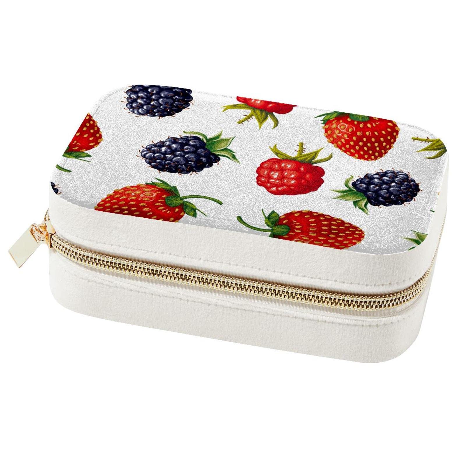 Boîte à bijoux de voyage portable fraise boîtes de rangement colliers