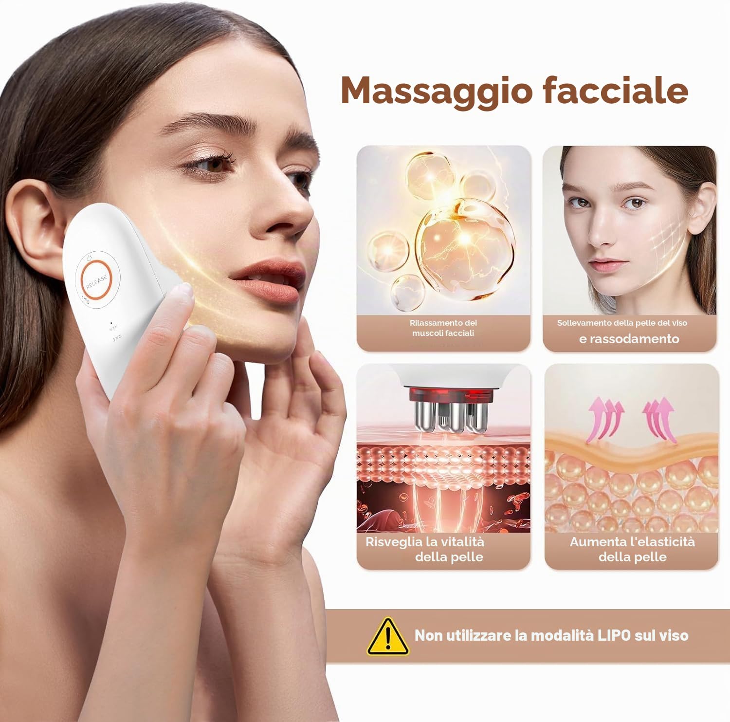 Massaggiatore Anticellulite Elettrico Professionale, con Massaggio a Ventosa, EMS e Luce Rossa, 3 Livelli Regolabili, 2 Coppette, per Corpo e Viso, Effetto Lifting, Rassodante e Circolazione, Bianco