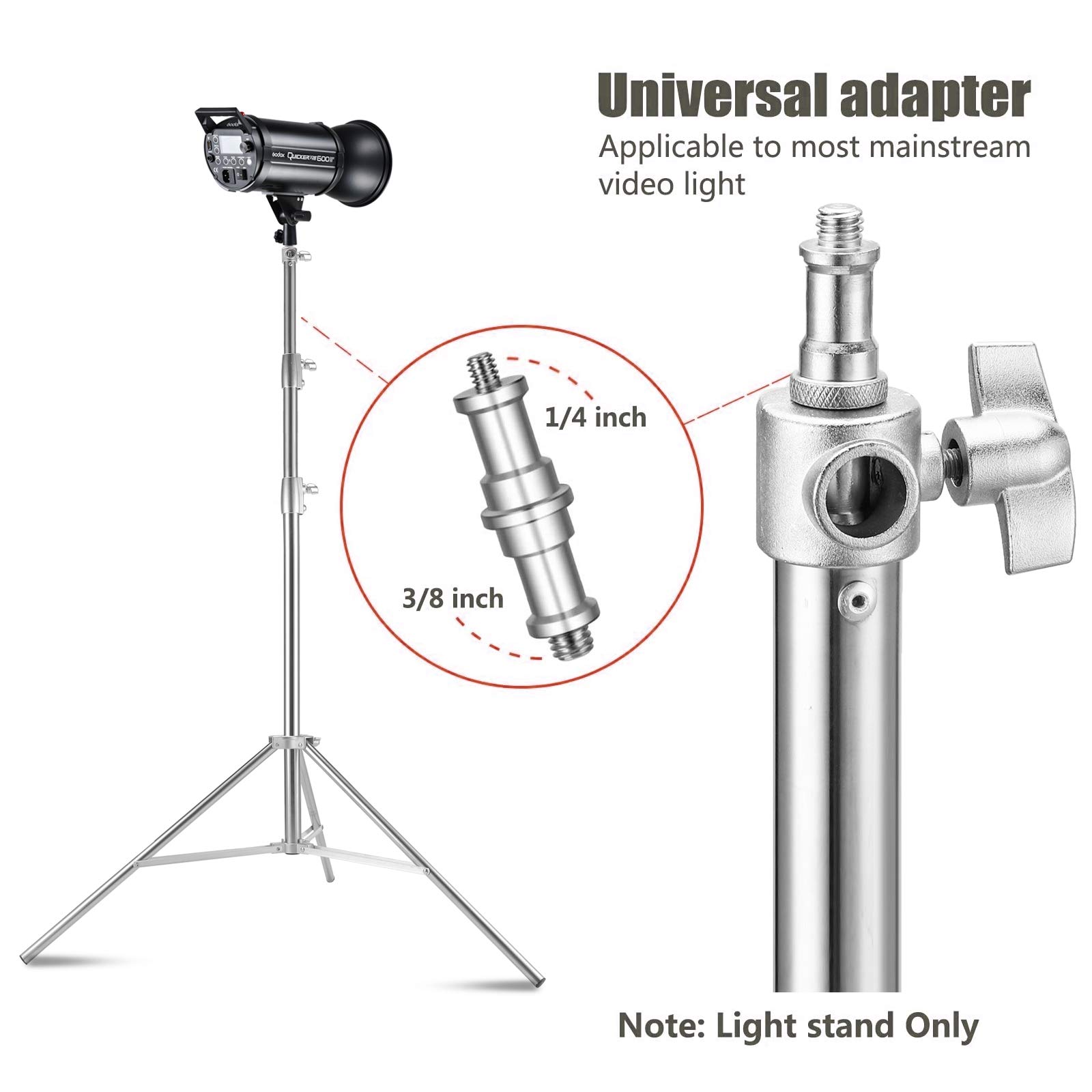 Soonpho 3m Spring Buffer Light Stand,Trépied Flash en Acier Inoxydable avec Sac de Rangement et Adaptateur 1/4.3/8 Pouces pour Enregistrement Vidéo Studio, Réflecteur, Lumière, Softbox, Parapluie