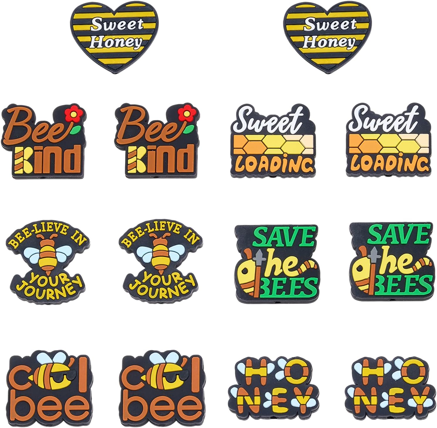 14Pcs 3D Bee Silicone Beads Luminous Bee Focal Beads for Kaychain Making Animal Silicone Focal Bead for Pens Bracelets Necklace DIY Crafts Jewelry Making