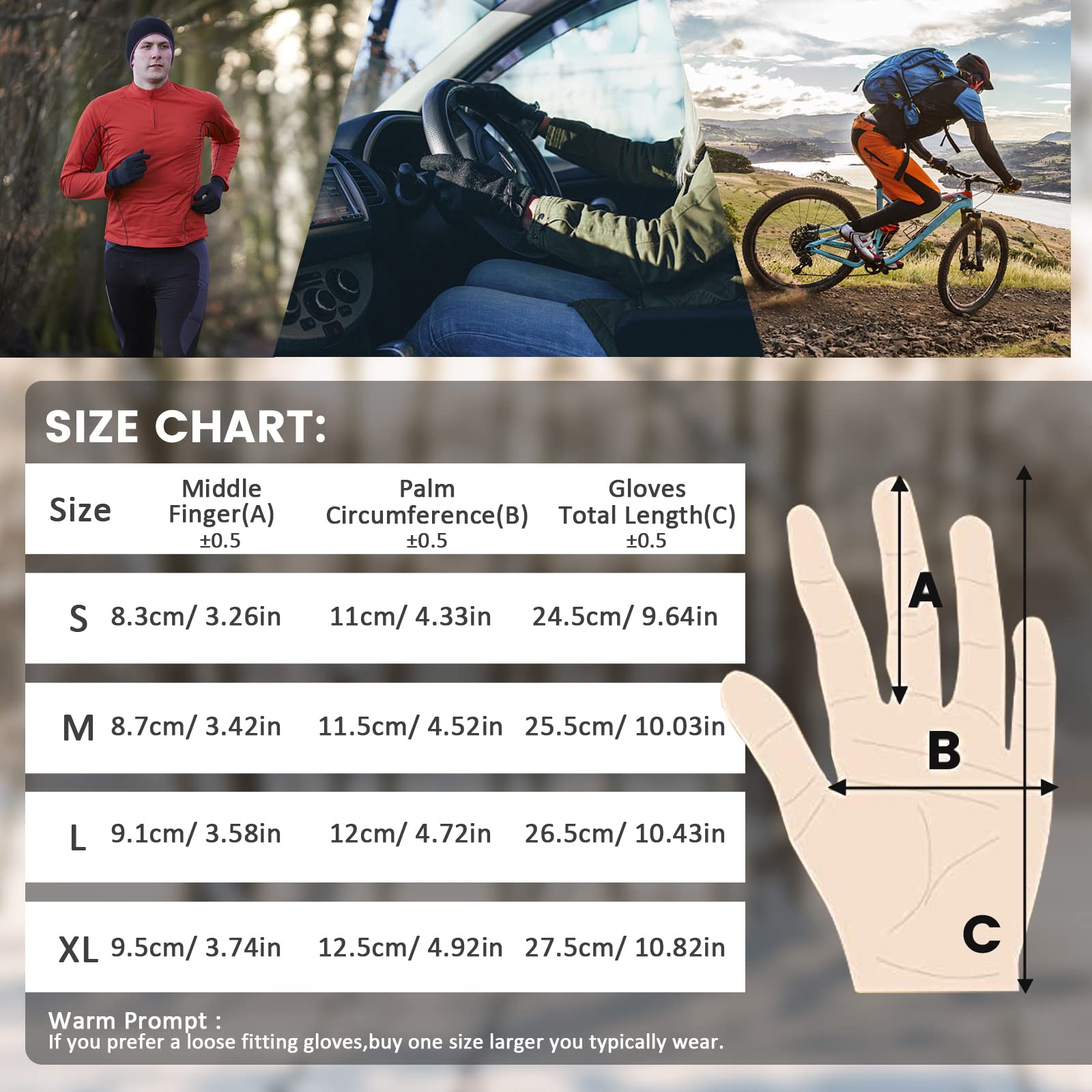 Gants D'Hiver LERWAY à Écran Tactile | Chauds, Imperméables, Antidérapants - Pour Sport, Rando, VTT