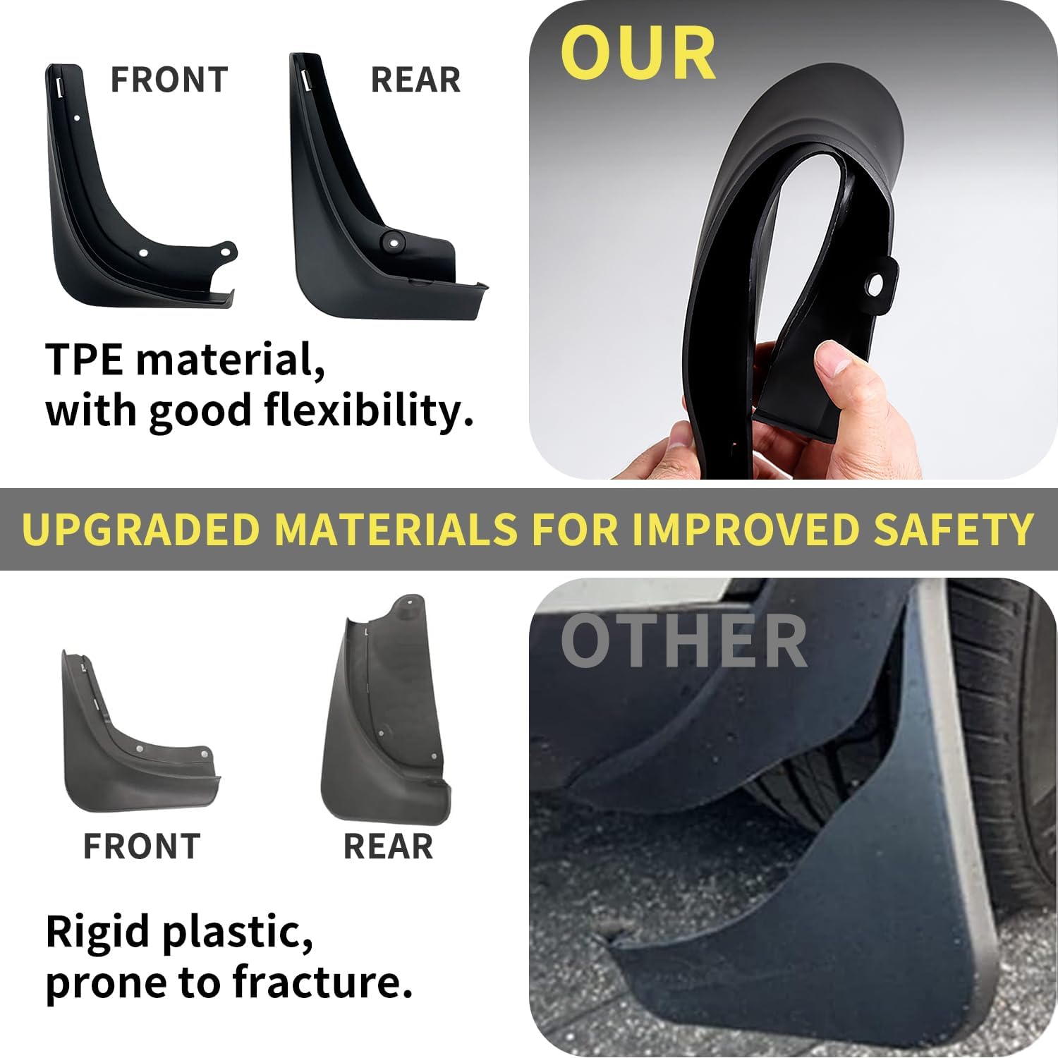 Snapklik.com : Mud Flaps For Tesla Model 3 Mud Flaps 2023 4pcs No Drill ...