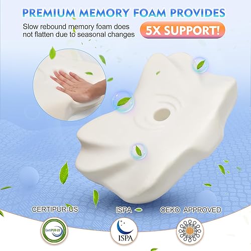 Miniatura 6 de Almohada cervical para aliviar el dolor de cuello, espuma viscoelástica de contorno, almohada ortopédica ergonómica de apoyo para el cuello para