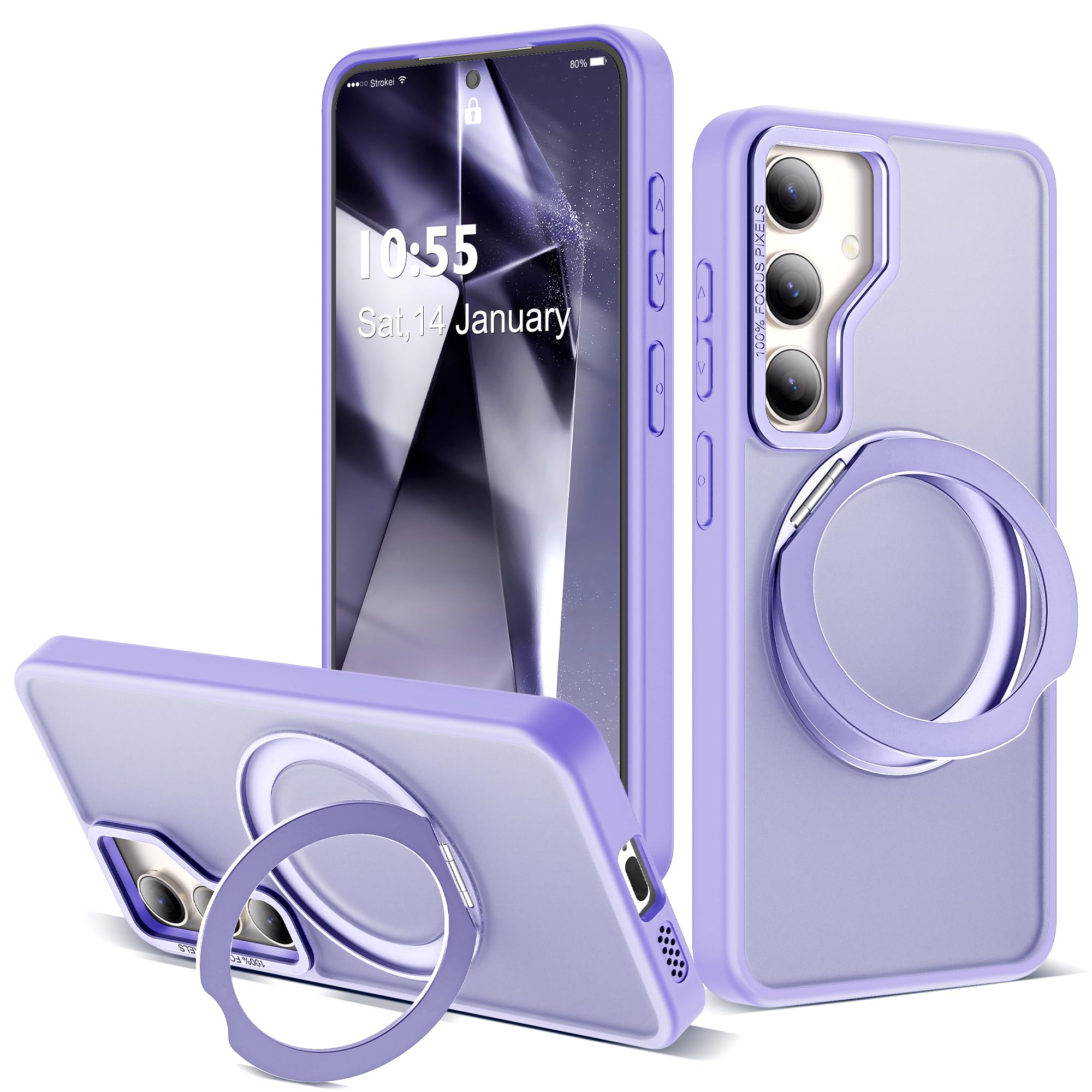 for Samsung Galaxy S25 Case with 360° Spin Stand,Purple