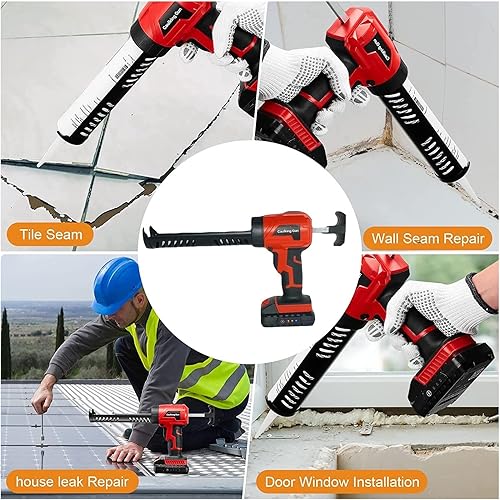 Miniatura 6 de Cordless Caulking Gun,Sealant Adhesive Gun,Electric Cordless Caulking Gun- 4 Adjustable Speeds, 2000mA Li-Ion Battery, Perfect for Sealing and