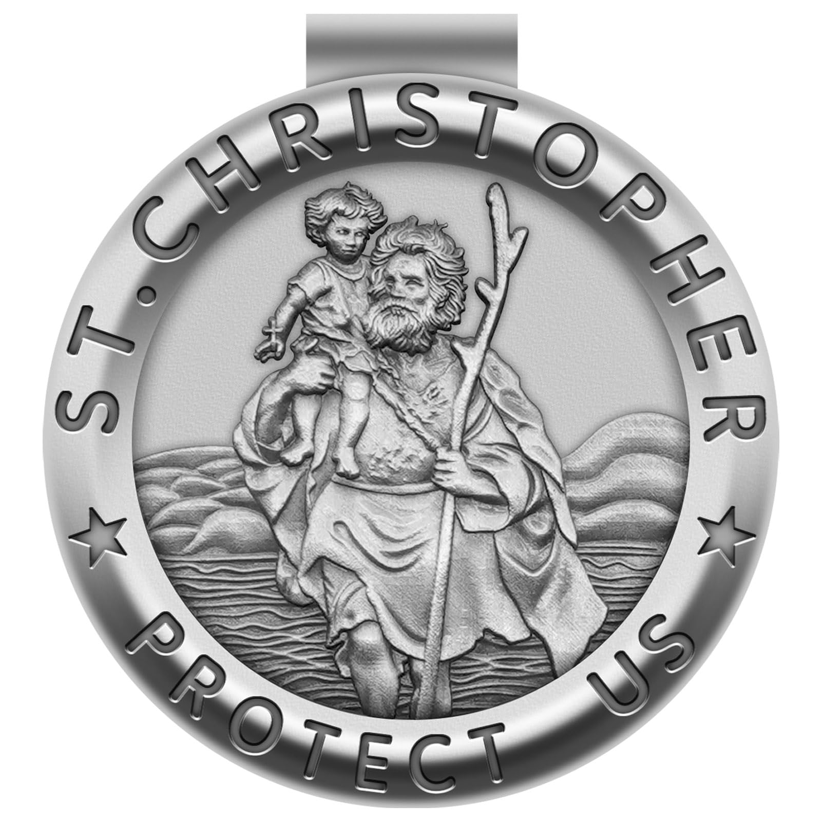 Saint Christopher Medal for Car St Christopher Visor Clip Accessories Bless Driving Safety Religious Gift for Parent, Family, Friend, Driver