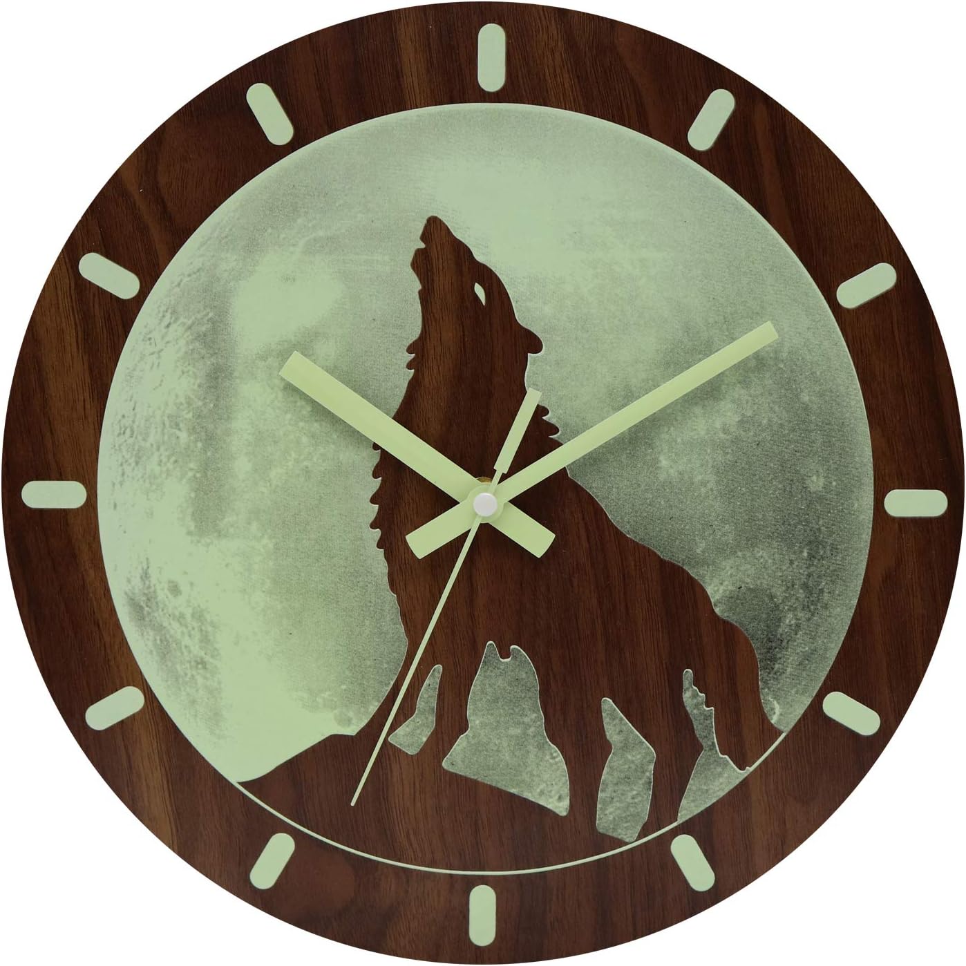 Light Function Wall Clock Wood 12 Inch Silent Non-Ticking Battery Operated Indoor Clocks Modern Style for Kitchen Living Room Bedroom Office