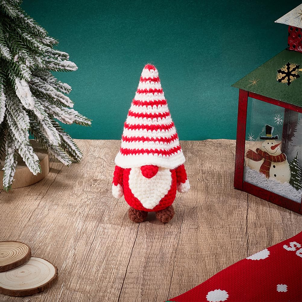 ORIGACH Set di 5 gnomi natalizi all'uncinetto per principianti, kit completo per lavori a maglia Amigurumi con video tutorial passo-passo, filato e strumenti per regali di Natale
