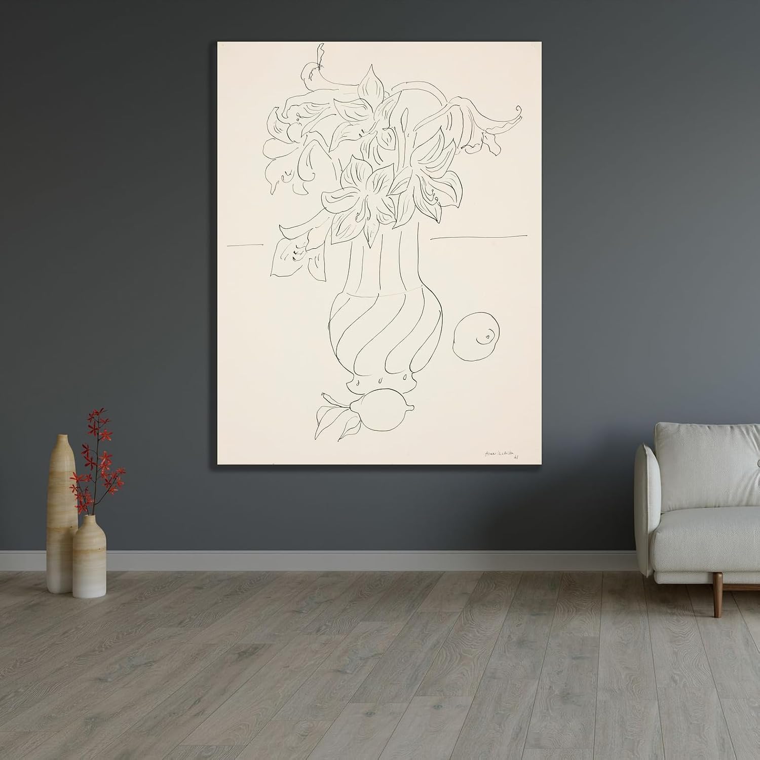 ArtDirect Vase of flowers and lemons on an entablature (1941) Unframed Art Print Giclee Poster by Henri Matisse - Ready for Framing with Customization Sizes 8x10, 11x14, 15x20, 24x31, 36x47 and 46x60 inches