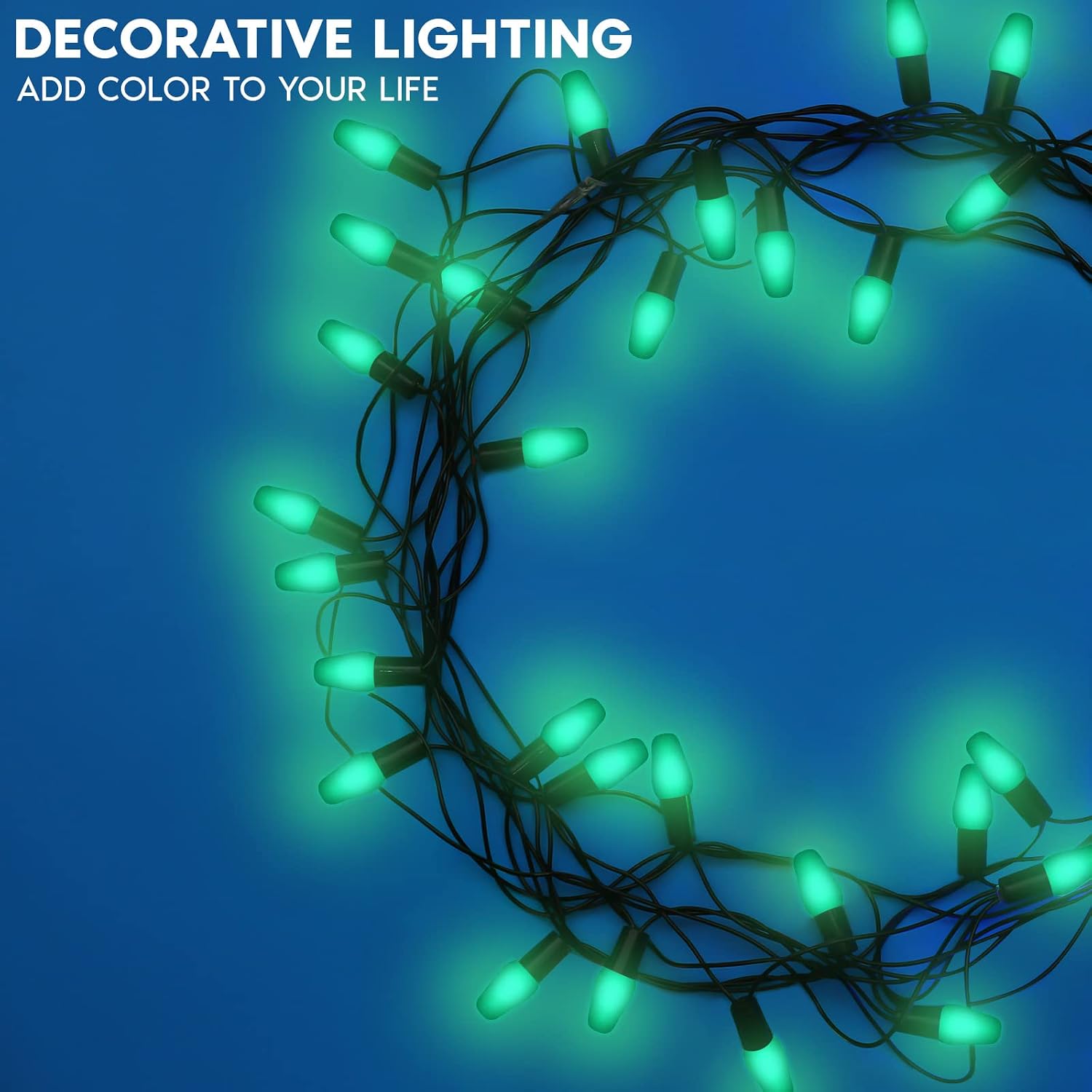 LUXRITE 12-Pack C7 LED Green Replacement Light Bulbs for String Lights, 0.5W, Shatterproof Colored Candelabra Bulb, Enclosed Fixture Rated, UL, E12 Base, Indoor Outdoor, Christmas, Holiday, Party