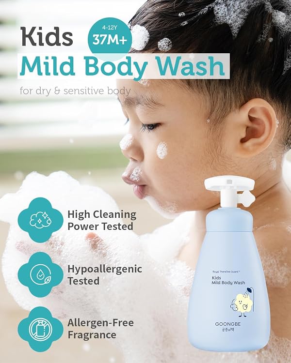 GOONGBE Kids' Mild Body Wash - Korean Kids Body Cleanser - Hydrating & Refreshing Low pH Soft Bubble Foaming with Panthenol and Amino Acids - Allergen Free Scent, 10.1 fl.oz. 2 Pack by GOONGBE - Used condition - US$33.61