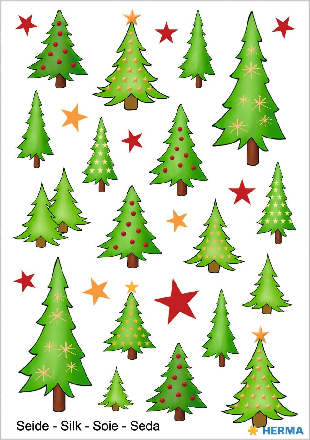 HERMA 15233 Christmas Stickers, Christmas Trees (28 Stickers, Silk, Matte) Self-Adhesive Christmas Decoration, Permanent Adhesive Labels for Christmas, Gifts, Crafts, Advent Calendar, Green