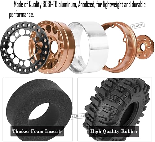 Miniatura 21 de RC 1.9 Beadlock Ruedas y neumáticos para 1/10 SCX10 SCX10 II 90046 SCX10 III AXI03007 SCX10 Pro TRX4 TRX6 Gen7/8 D90 VS4-10 MST CFX RC Crawler Car