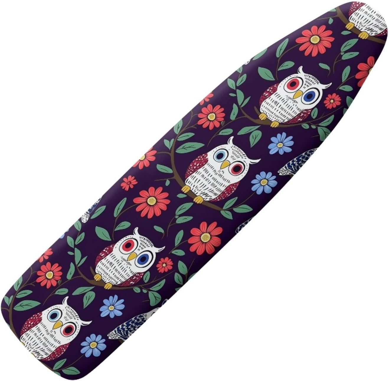 Padded Ironing Board Covers 18 X 49 Owl White Purple Ironing Board Pad and Cover Thick Replacement Drawstring Tightening & Lock, Easy Fit, Scorch & Stain Resistant, Non Slip