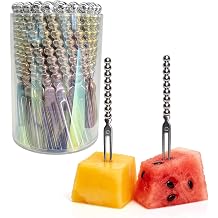 Mini Dessert Forks 60-Piece with Storage Cup, Mini Fruit Forks 4.2 Inch | Plastic Cocktail Forks with Beaded Handle, BPA-Free Appetizer Utensils for Parties, Charcuterie Board & Fruit Food Picks