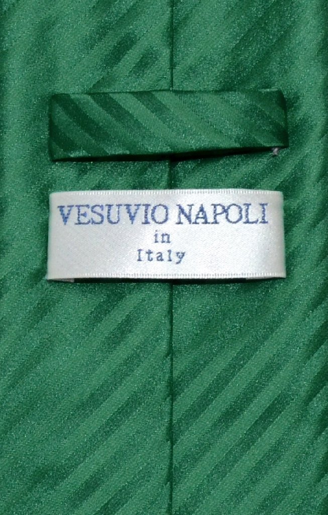 Vesuvio Napoli NeckTie EMERALD GREEN Vertical Stripes Design Men's Neck Tie