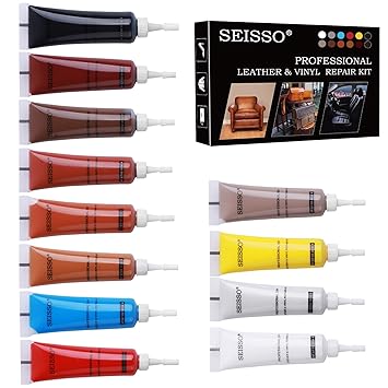 12 Colors Leather Vinyl Repair Kit for Furniture, Couches, Jacket, Sofa, Boat, Car Seat, Purse, Belt, Shoes, Scratch Filler Kit, Restore Bonded, Italian, Genuine