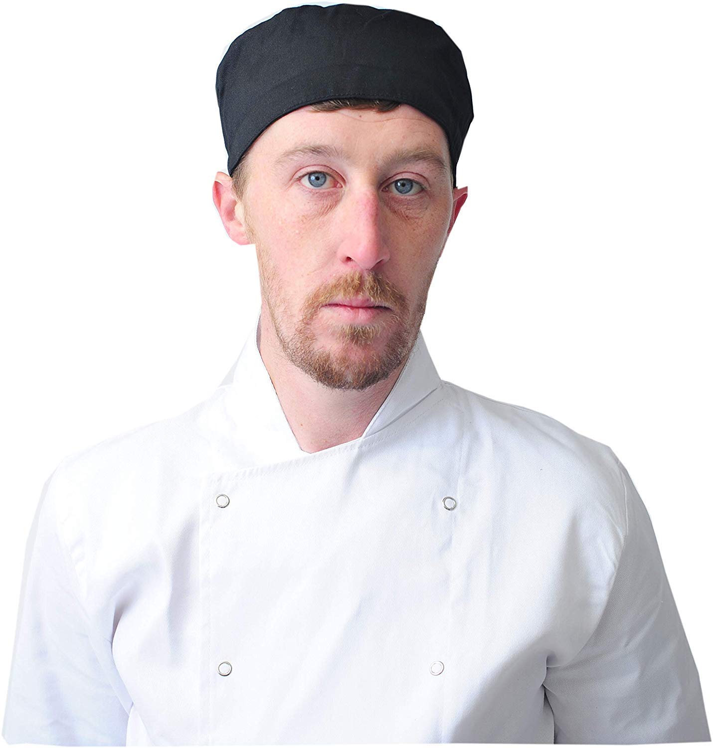 Black Pepper Polycotton Plain Skull Caps Professional Catering Hat for Chefs, Cooks, Bakers, Mens and Womens, Black (Pack of 20)