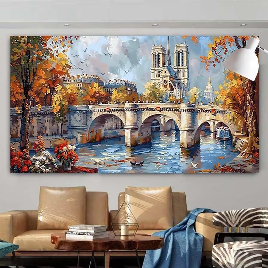 Diamant painting adulte kits paysage pour creer un salon chaleureux