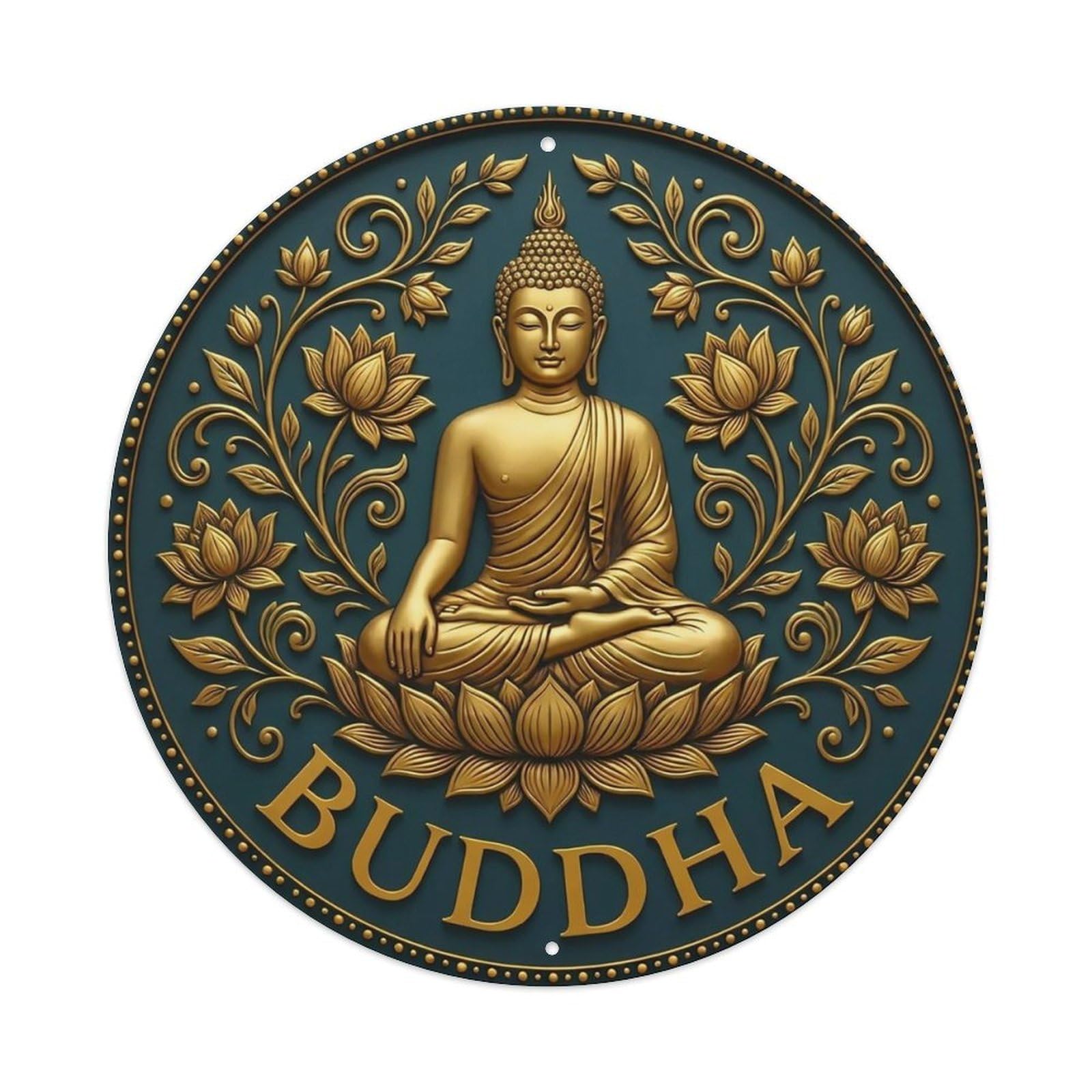 Vintage Buddha Flower Zen Yoga Metal Tin Sign