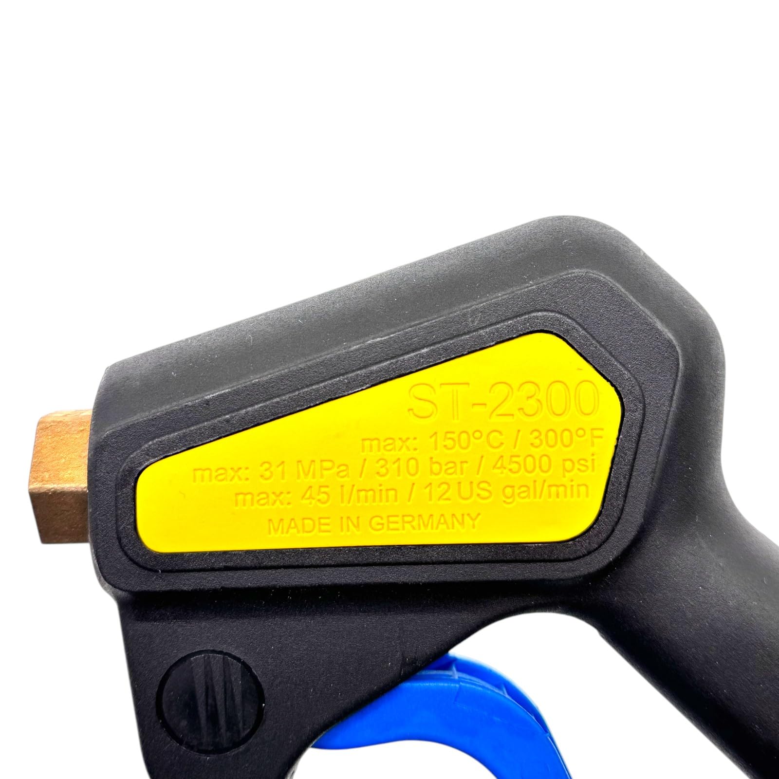 M&M Smartek Pistola de alta presión ST-2300 – Entrada 3/8" IG, salida 1/4" IG – Máx. 310 bar / 4500 psi – Hasta 150 °C – 45 l/min – Accesorios profesionales para limpieza a presión