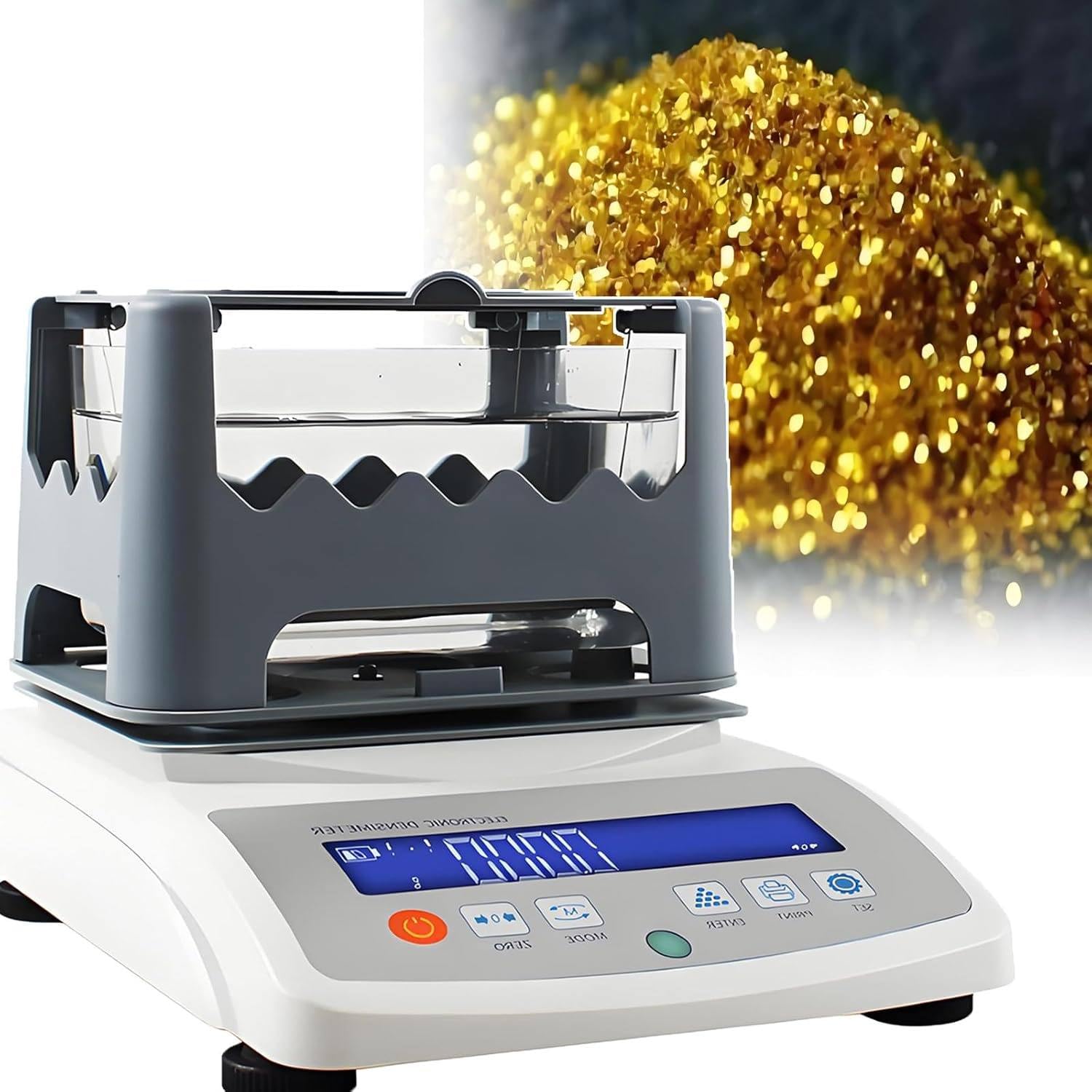 Precious Metals Testing Machine, Digital Electronic Gold Purity Tester Machine, High Accuracy 0.001g/cm3 Digital Solid Densimeter Gravimeter Plastic Rubber Granules Density Tester NoPrinter-1200A