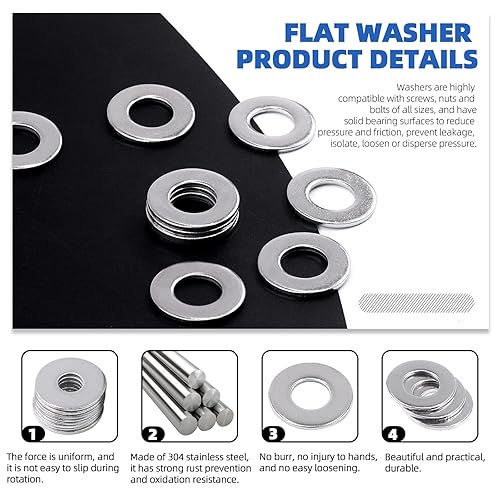 Miniatura 6 de Glarks 768 tornillos de máquina de cabeza plana Phillips M2 M2.5 M3 M4 con tuercas hexagonales y arandelas planas, kit surtido de arandelas de