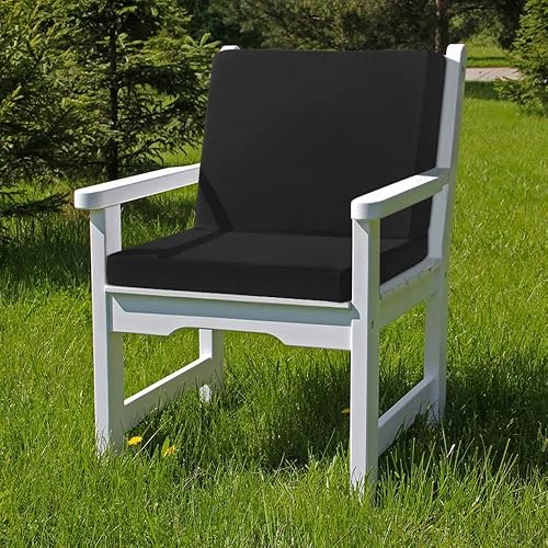 Miniatura 6 de GUEGLSA Juego de 2 fundas de cojín de repuesto para exteriores, 24 x 24 x 5 pulgadas, impermeables, para patio, color negro