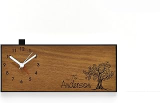 Modern Alarm Clock - Laser Engraved Wood Clock - Analog - No Ticking - Family Name - Housewarming Gift - New Home Owners Gift - Olive Tree