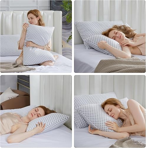 Miniatura 3 de SAPHREAS Almohadas de cama refrescantes tamaño King para dormir, almohadas de espuma viscoelástica trituradas de hotel de lujo para dormir boca