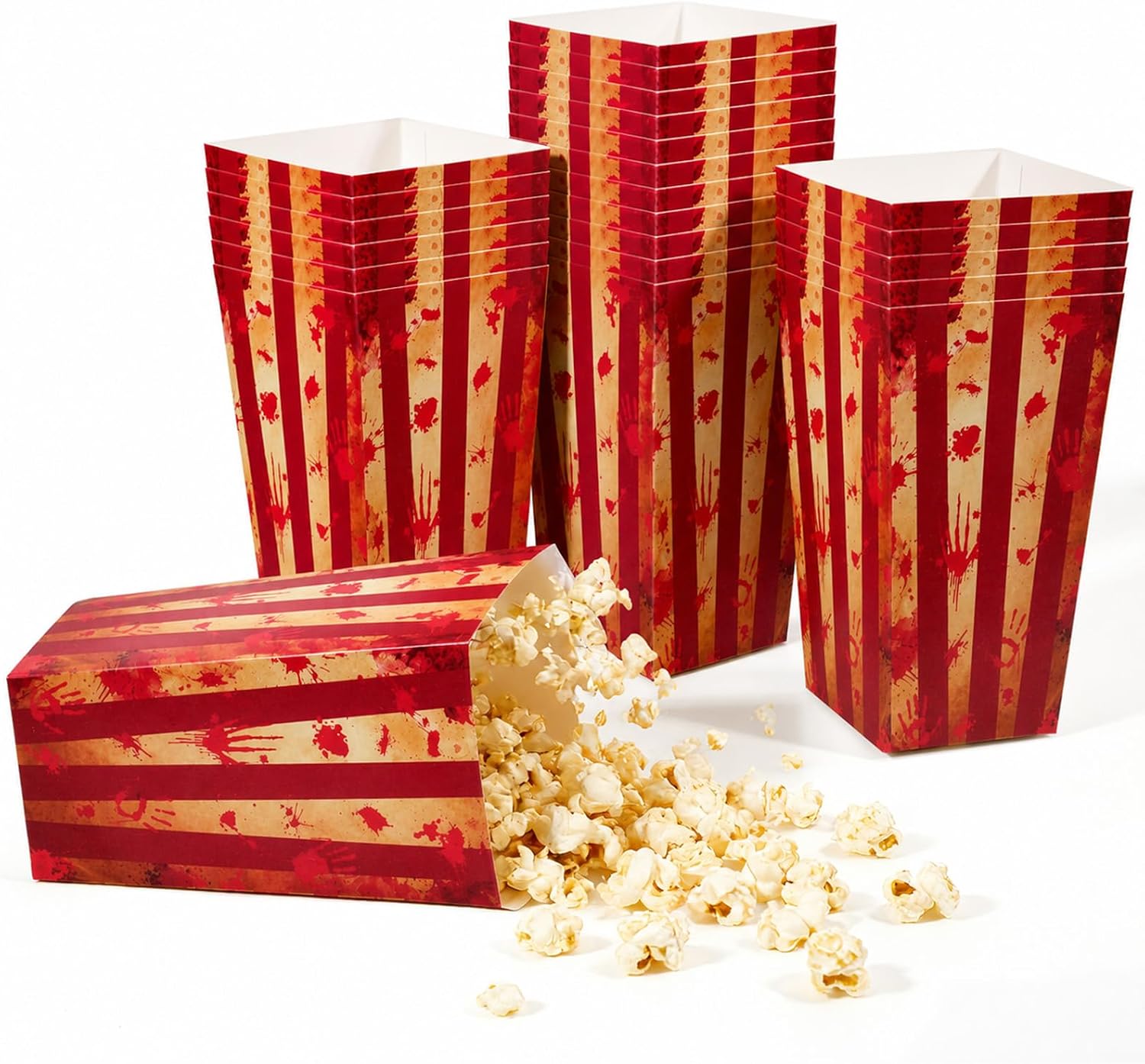 24 Pack Baseball Theme Boxes Kit - 2 Styles of Paper Containers for Party, Sports Decorations, Baseball Birthday Party Favors & Supplies (Red and white)