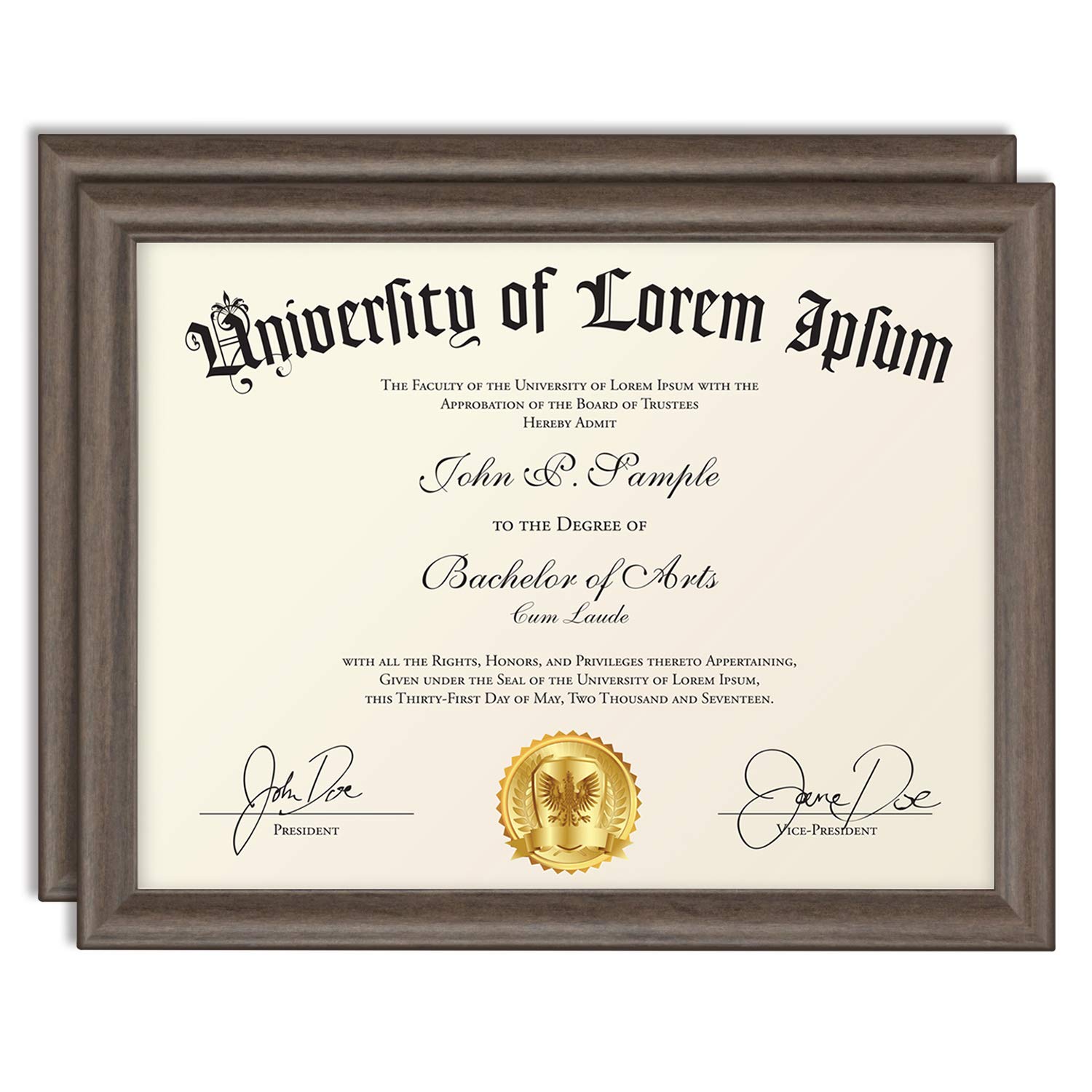 Buy Icona Bay 8.5x11 Diploma Frame (2 Pack, Hickory Brown), Certificate Frame, Document Frame