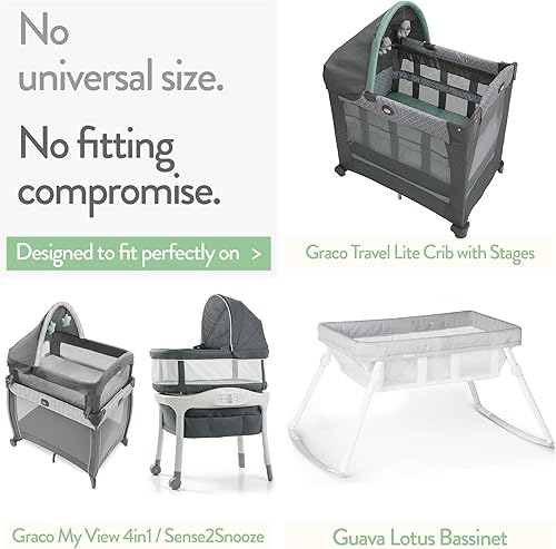 Miniatura 2 de Sábanas de moisés de 20 x 30 pulgadas para cuna Graco Travel Lite, Sense2Snooze, My View 4 en 1, Dream Suite y moisés de guayaba, sábanas bajeras