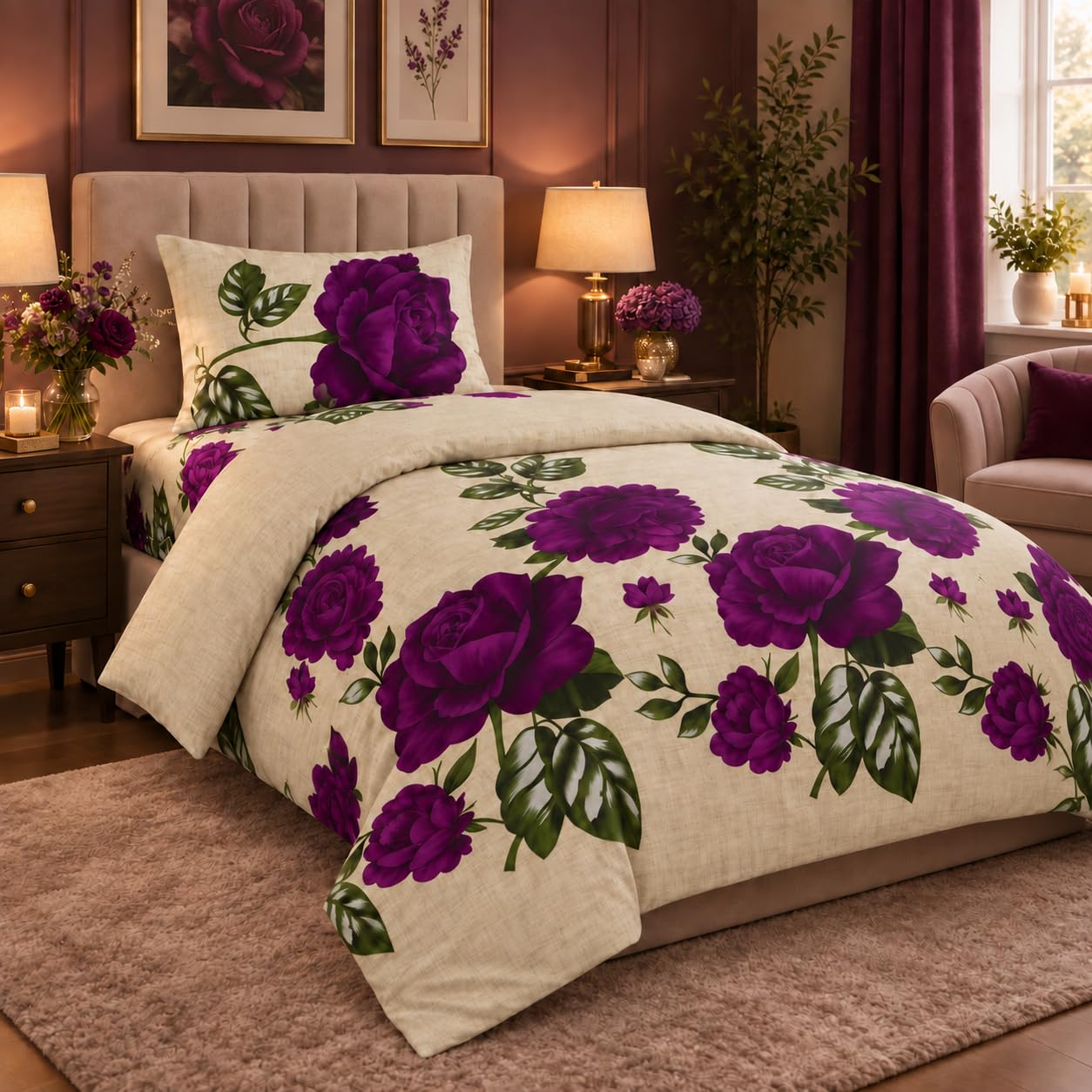 Opulent Living Single Bedding Set - Duvet Cover, Fitted Sheet & Pillowcase
