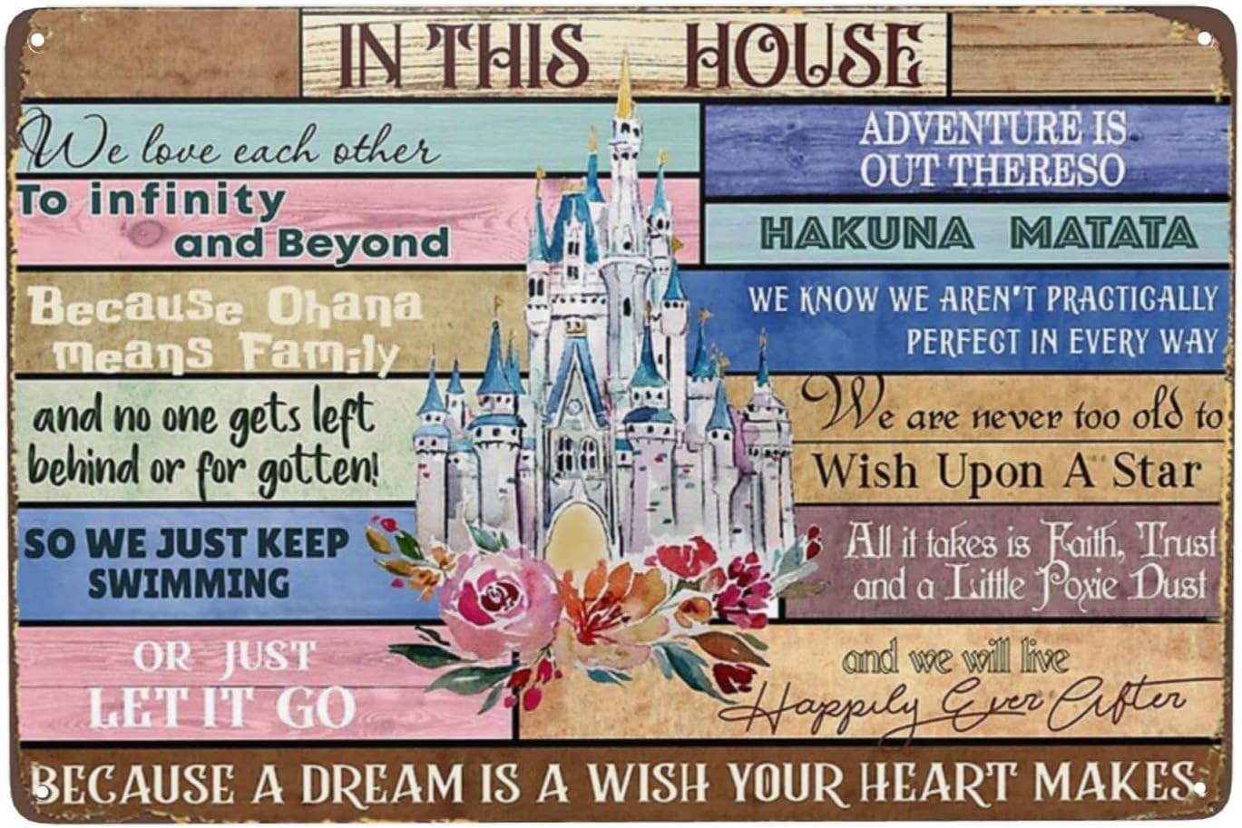 Funny Sign In This House We Love Each Other To Infinity And Beyond Satin Vintage Office Signs Retro Aluminium Signs Man Cave Garden Bathroom Dining Room Coffee Bar Poster 12x16 Inch