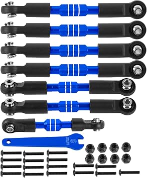 RC Turnbuckles Camber Links Upgrades Part for 1/10 Slash 2WDVXL,Rustler 2WDVXL,Stampede 2WDVXL,Bandit 2WDVXL,Alloy Aluminium Adjustable Turnbuckles Links Hops up,7pcs,Navy Blue