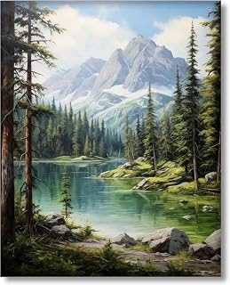 Gutluz Paint by Numbers for Adults Cylindrical Canvas Landscape Forest with 4 Acrylic Brushes Pigment 40 x 50 cm Gift for Adults and Girls (Frameless)