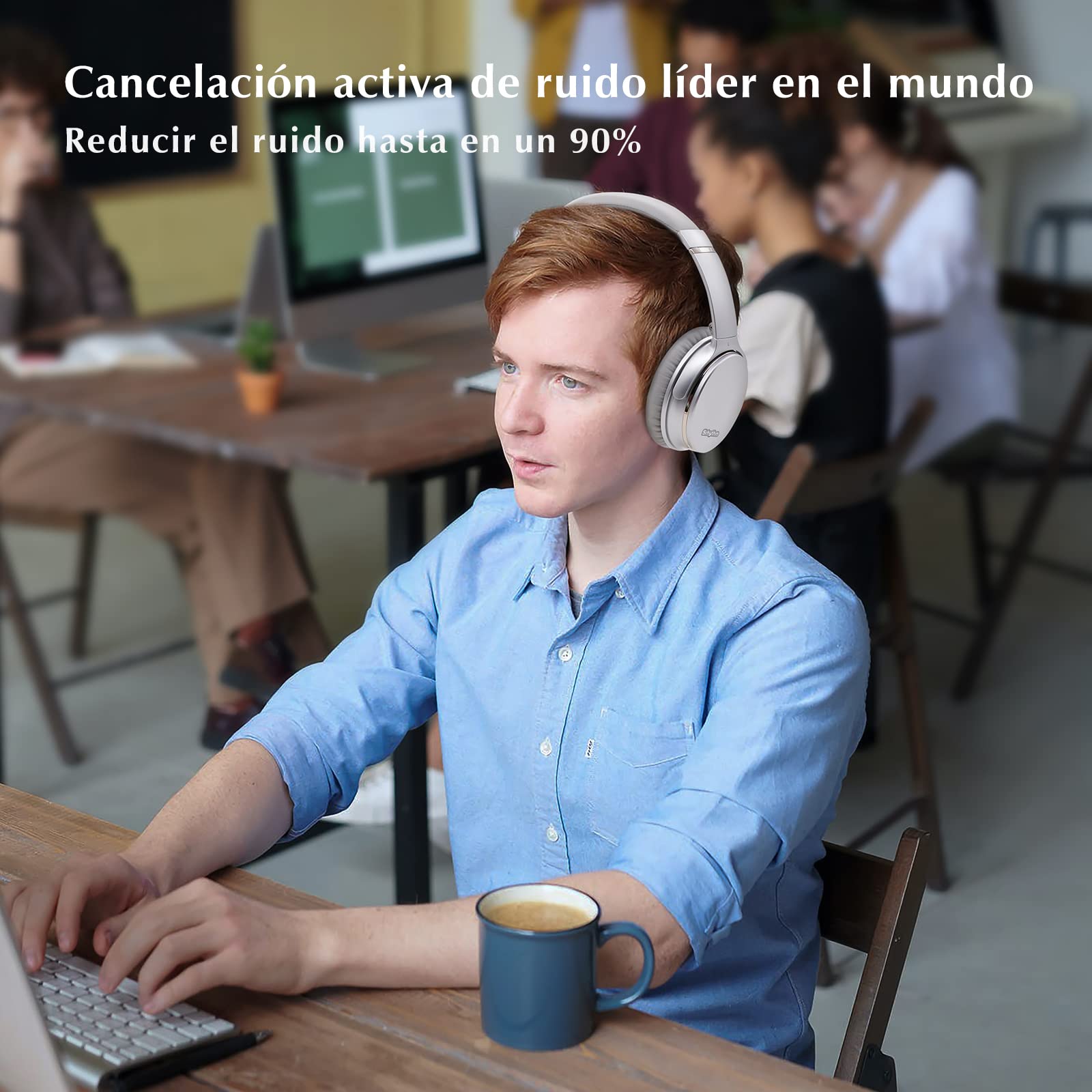 Srhythm NC35 Active Noise Cancelling Kopfhörer,Faltbar,Kabellos,Bluetooth 5.0,Over-Ear mit USB-C Schnellladung,Mikrofon,Sprachanruf,50+ Std. kompatibel für iOS Android TV PC(Generalüberholt)